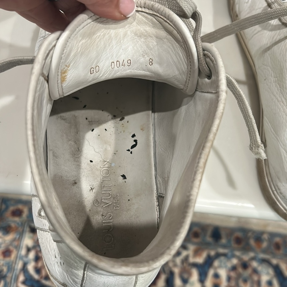 Louis Vuitton White High-Top Sneakers‎ with Leather Upper need repair GO OO49 - Picture 8 of 10